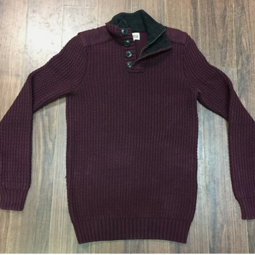 Distillery Apparel Pullover Burgundy Knit Pull Over Size Small Cotton Blend